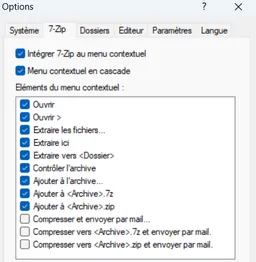 Menu contextuel 7zip