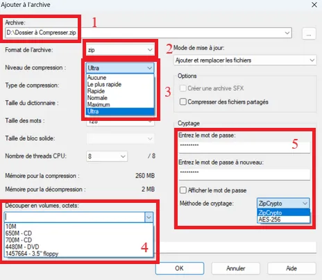 Utilisation de 7-Zip, les options !