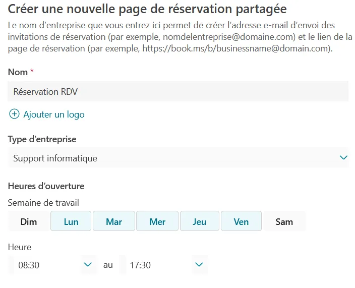 Création de rdv : Bookings est un service de réservation basé sur le web et s’intègre à directement aux calendriers 365