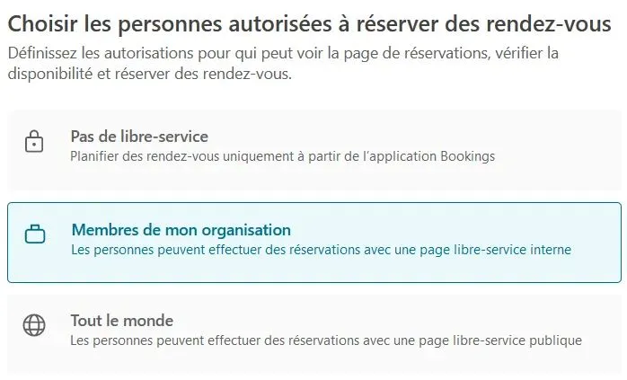 Gestion des droits Bookings