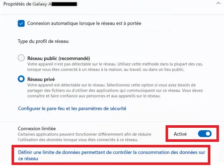 Partage de connexion sur Android, connexion au wi-fi depuis Windows et limitation de la consommation des données cellulaires