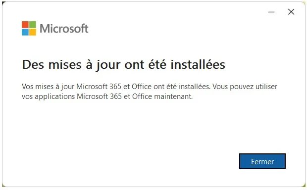 Fin de la mise à jour de la suite Office valable pour les versions 2013, 2016, 2019, 2021 et 365. 