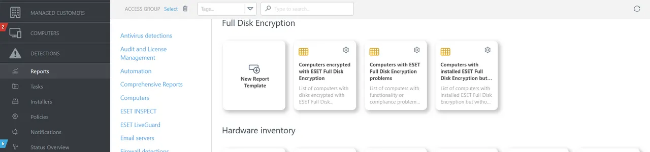 Gestion des rapports avec Eset Protect